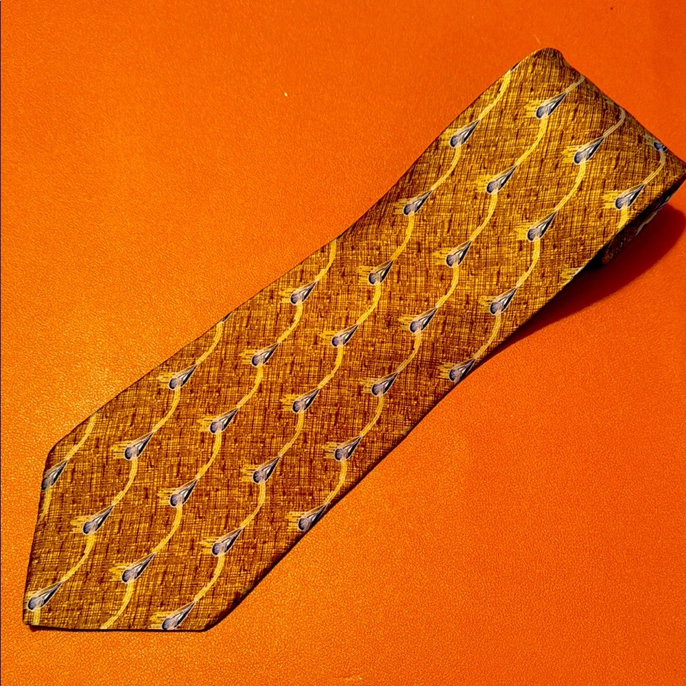Bill Blass Brown and Blue Geometric Tie